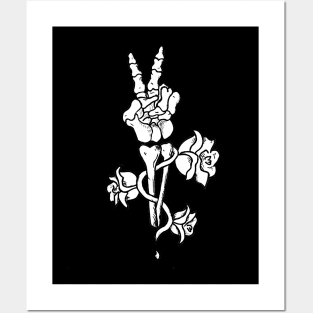 Skeleton Peace Sign Posters and Art